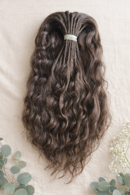 Brushable Wavy Hair Extension with Hidden Dread Base – Natural Brown 60 cm