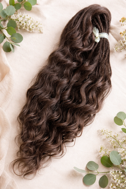 Brushable Wavy Hair Extension with Hidden Dread Base – Natural Brown 60 cm