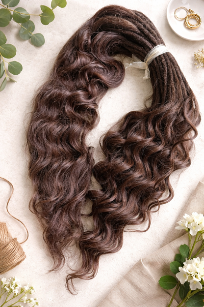 Brushable Wavy Hair Extension with Hidden Dread Base – Natural Brown 60 cm