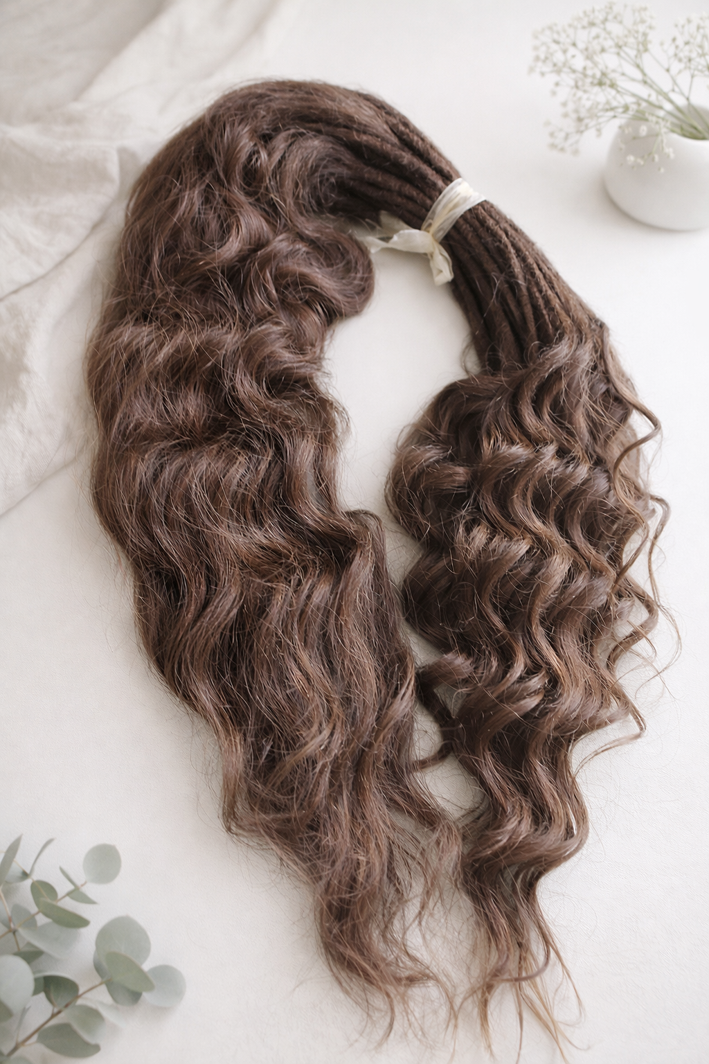 Brushable Wavy Hair Extension with Hidden Dread Base – Natural Brown 60 cm