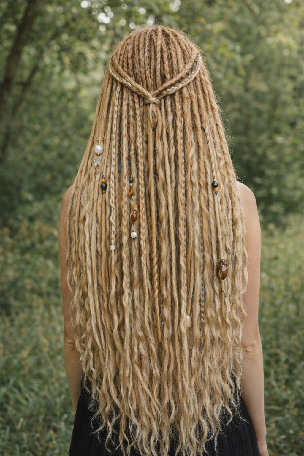 Honey Blonde Dreadlock Extensions with Loose Curls