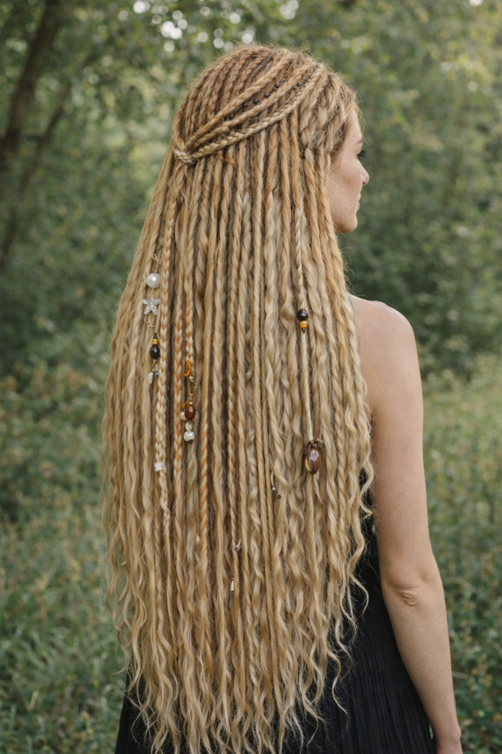 Honey Blonde Dreadlock Extensions with Loose Curls