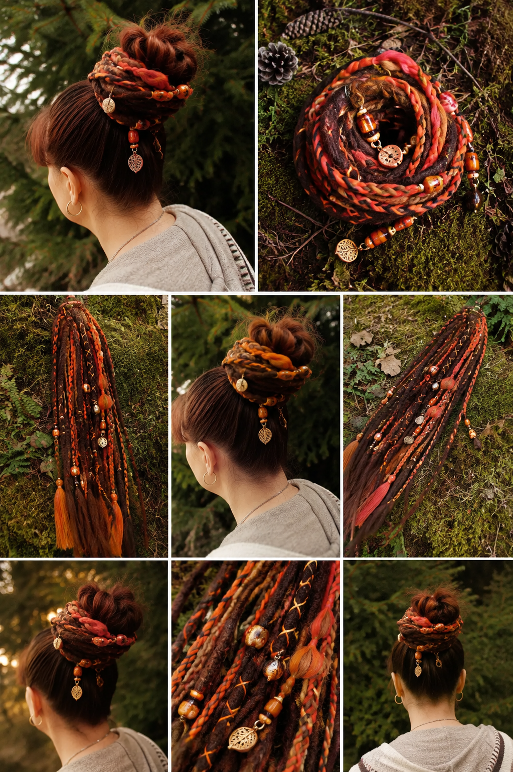 Rotbrauner Fake Dread Ponytail – Hexenartiges Dreadlock-Haarteil mit Gummiband