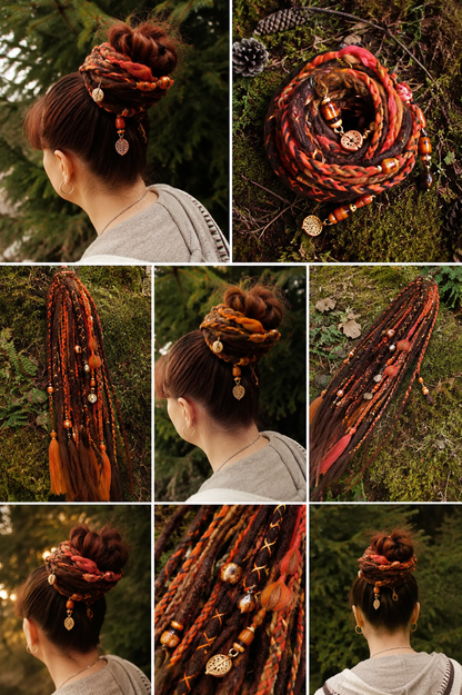 Rotbrauner Fake Dread Ponytail – Hexenartiges Dreadlock-Haarteil mit Gummiband