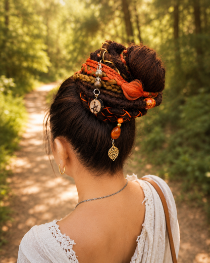 Rotbrauner Fake Dread Ponytail – Hexenartiges Dreadlock-Haarteil mit Gummiband
