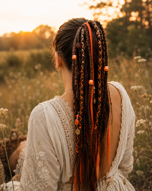 Rotbrauner Fake Dread Ponytail – Hexenartiges Dreadlock-Haarteil mit Gummiband