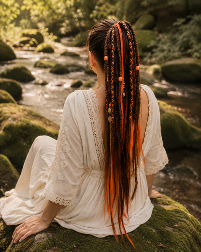 Rotbrauner Fake Dread Ponytail – Hexenartiges Dreadlock-Haarteil mit Gummiband