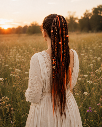Rotbrauner Fake Dread Ponytail – Hexenartiges Dreadlock-Haarteil mit Gummiband