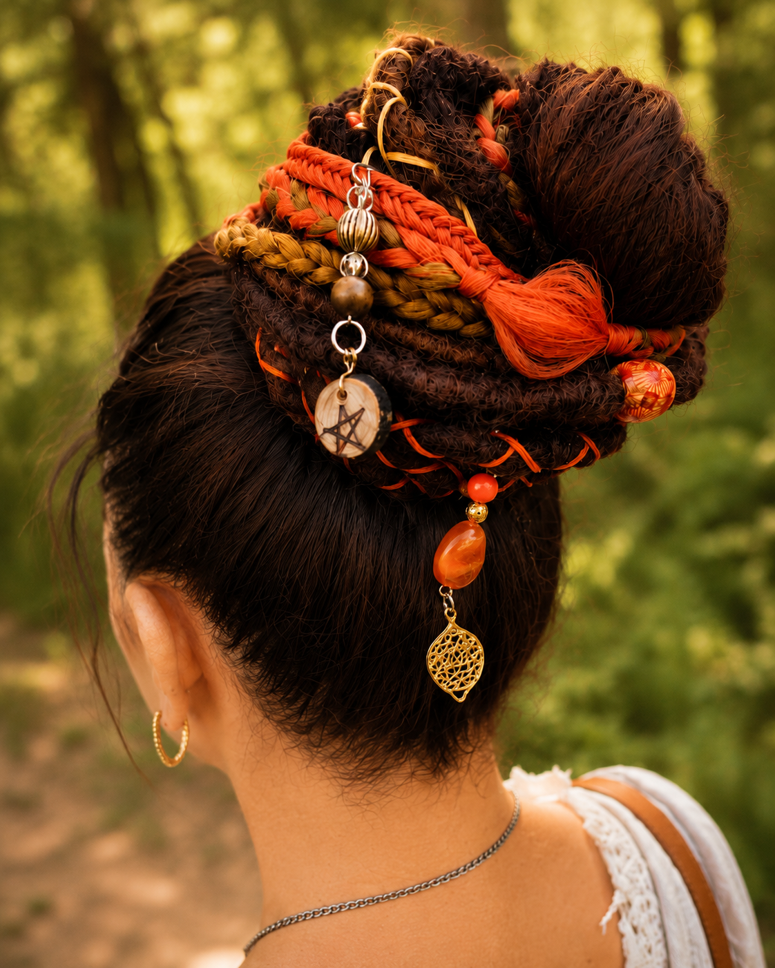 Rotbrauner Fake Dread Ponytail – Hexenartiges Dreadlock-Haarteil mit Gummiband