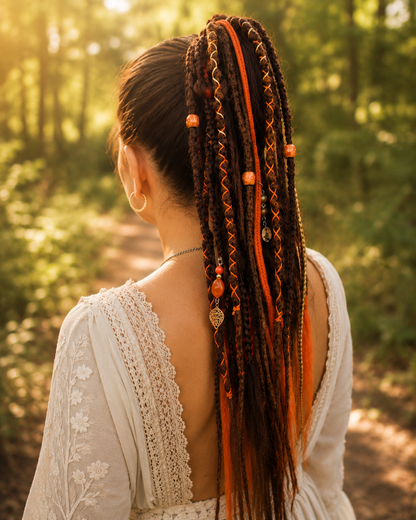 Rotbrauner Fake Dread Ponytail – Hexenartiges Dreadlock-Haarteil mit Gummiband