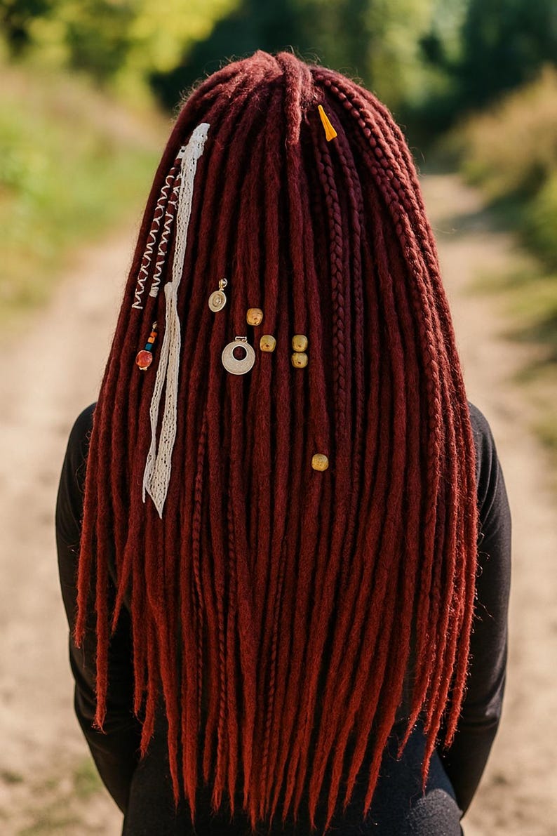 Einzigartige schwarze und rote Ombre-Häkel-Dreads und Zöpfe