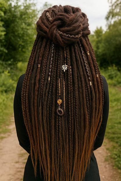 Dark Brown Double Ended Dreads and Braids Mix – Synthetic Extensions