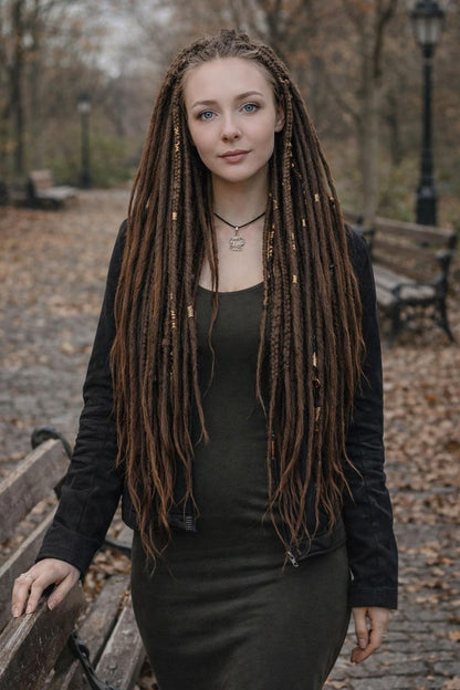Dark Brown Double Ended Dreads and Braids Mix – Synthetic Extensions