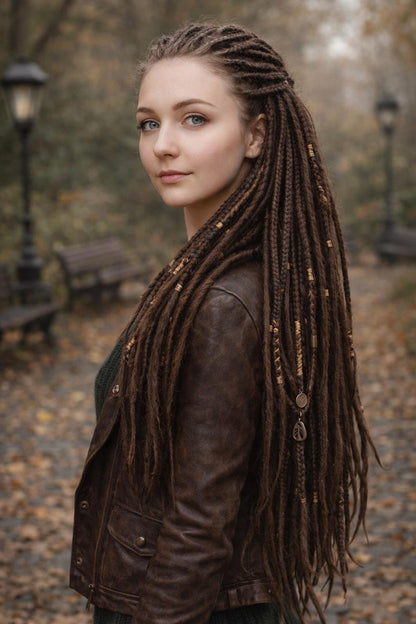 Dark Brown Double Ended Dreads and Braids Mix – Synthetic Extensions