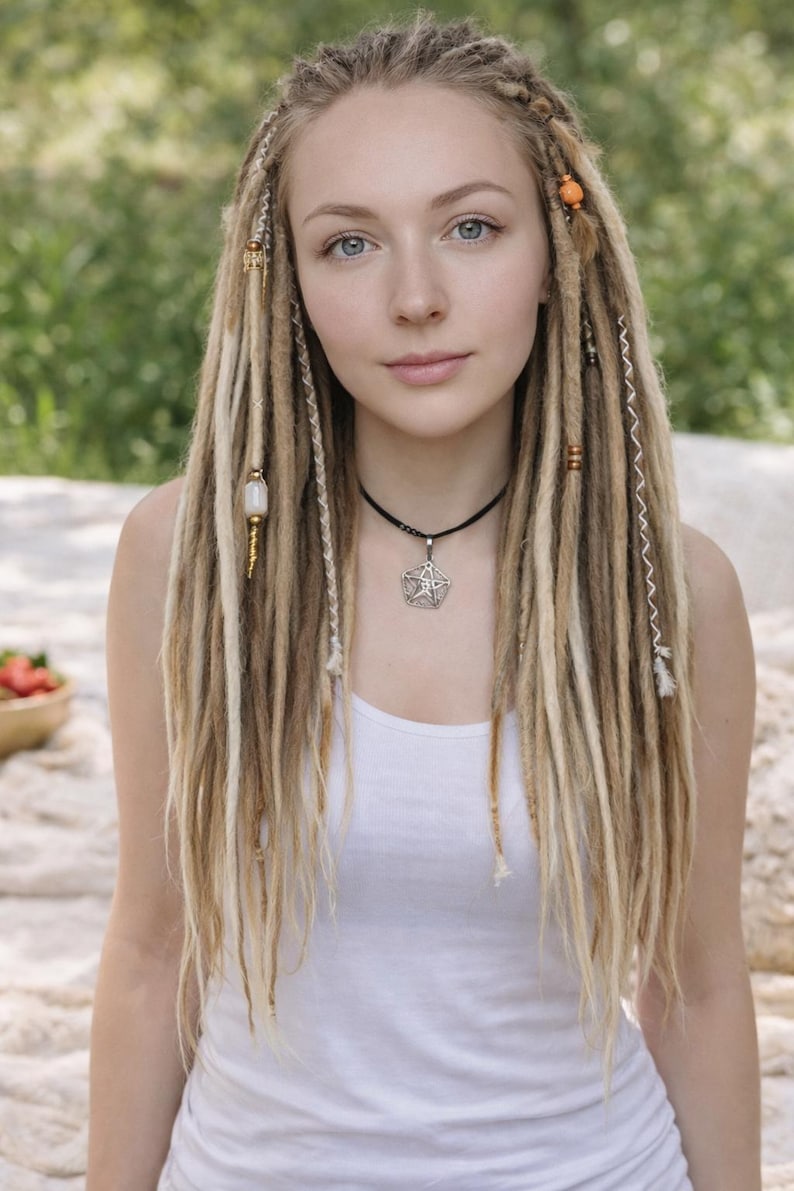 Boho Chic Dirty und Dark Blond Double Ended Synthetic Dreads - Vielseitige Dreadlock-Extensions mit lockeren Locken