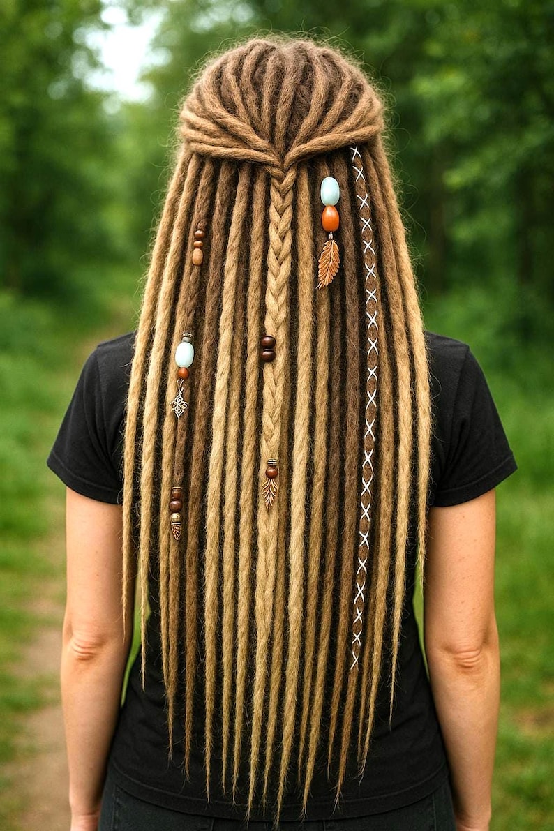 Boho Chic Dirty und Dark Blond Double Ended Synthetic Dreads - Vielseitige Dreadlock-Extensions mit lockeren Locken