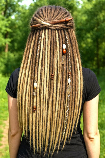 Boho Chic Dirty und Dark Blond Double Ended Synthetic Dreads - Vielseitige Dreadlock-Extensions mit lockeren Locken