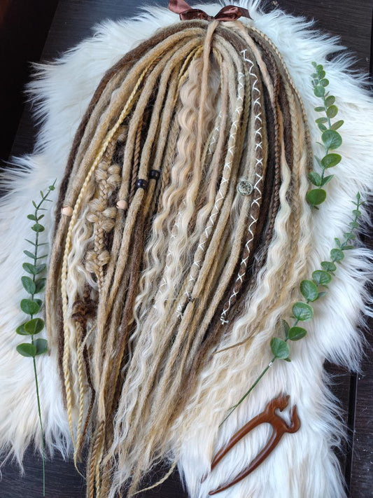 Dirty and Dark Blond Double Ended Synthetic Dreads