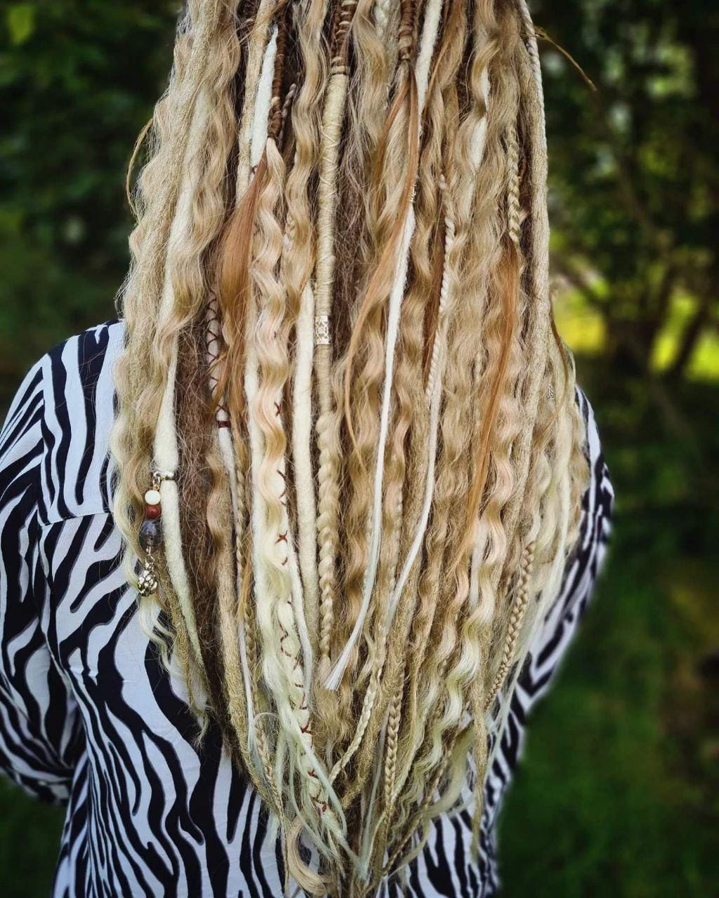 Boho Chic Dirty and Dark Blond Double Ended Synthetic Dreads - Versatile Dreadlock Extensions with loose curls