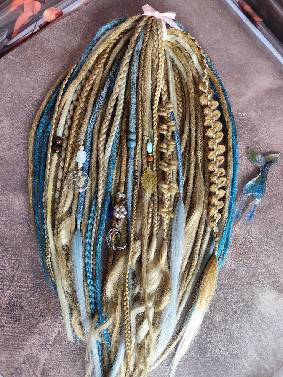 Boho Dreads with Blondes and Blues Accents - Unique Loose Ends