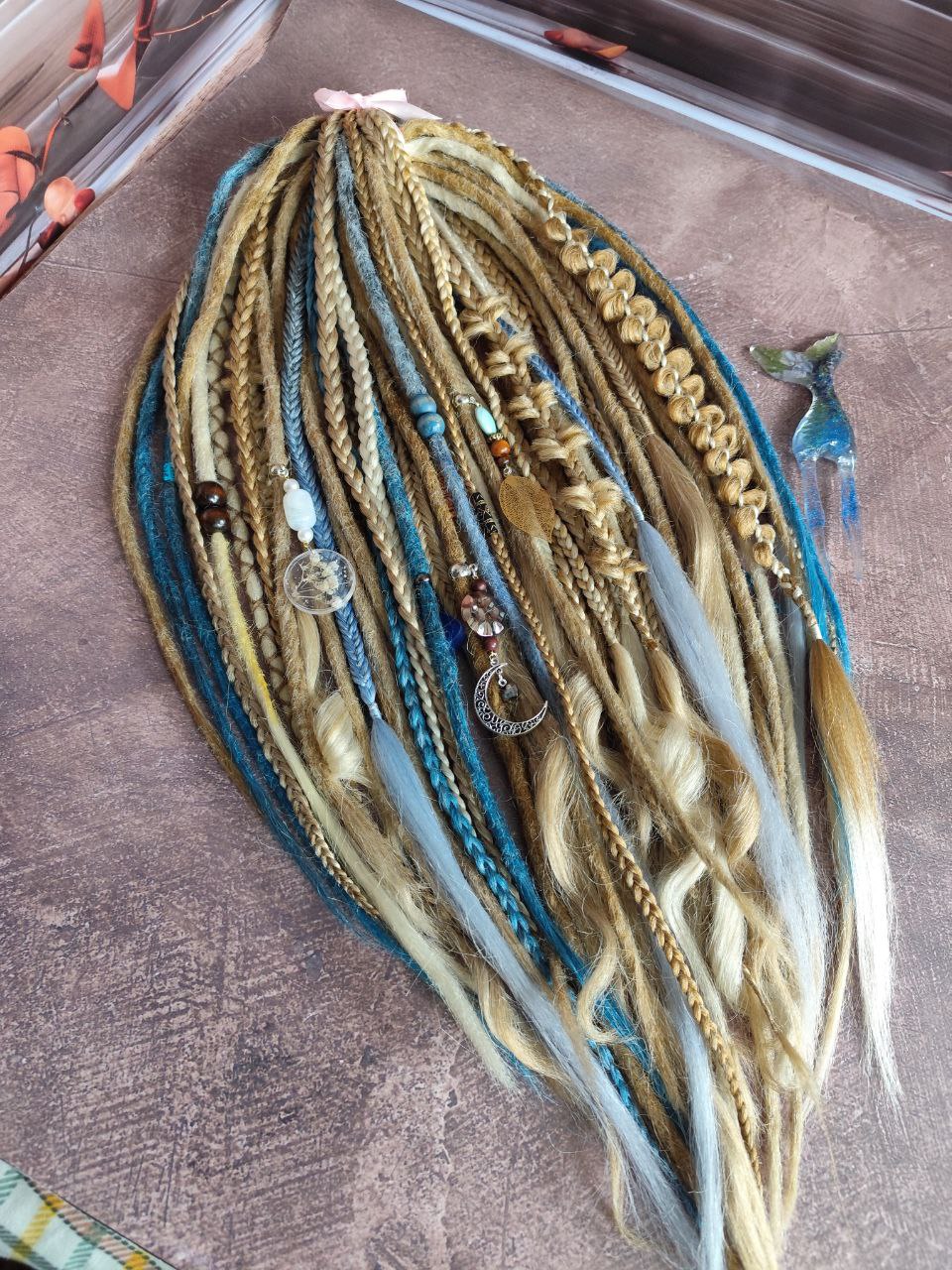 Boho Dreads with Blondes and Blues Accents - Unique Loose Ends