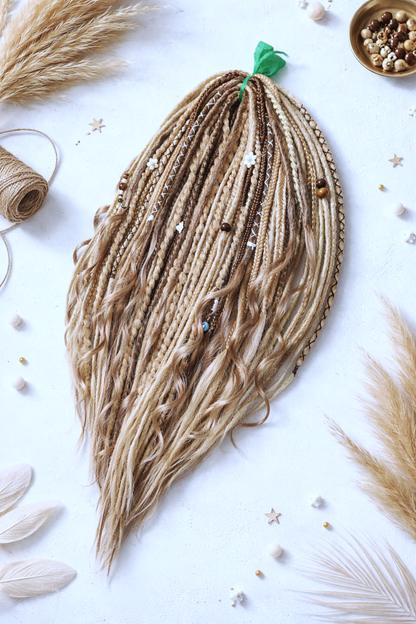 Boho Blonde Dreadlock Extensions | Textured Synthetic DE Dreads