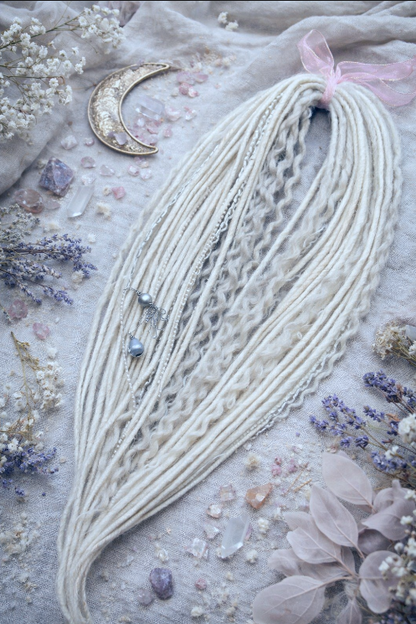 Icy Platinum Blonde Boho Fake Dreads and Braids with Loose Curls