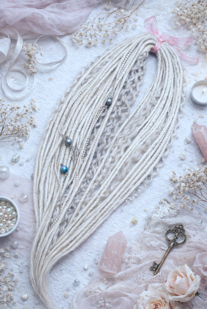 Icy Platinum Blonde Boho Fake Dreads and Braids with Loose Curls