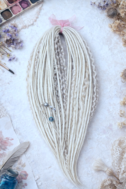 Icy Platinum Blonde Boho Fake Dreads and Braids with Loose Curls