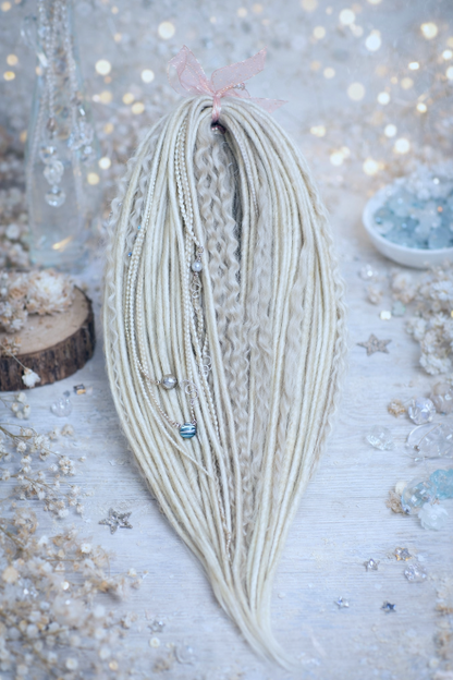 Icy Platinum Blonde Boho Fake Dreads and Braids with Loose Curls