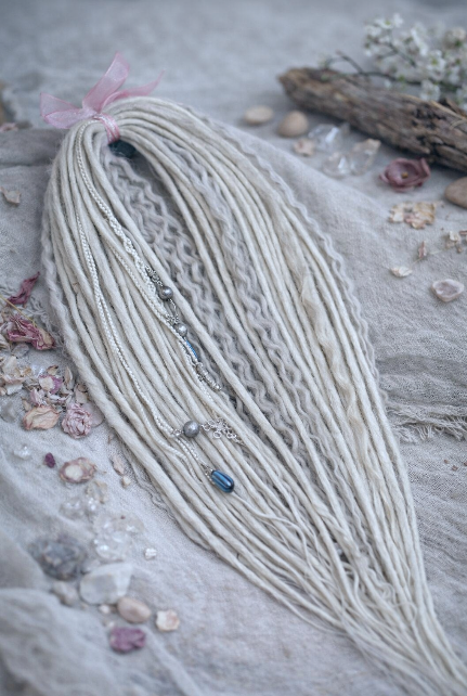 Icy Platinum Blonde Boho Fake Dreads and Braids with Loose Curls