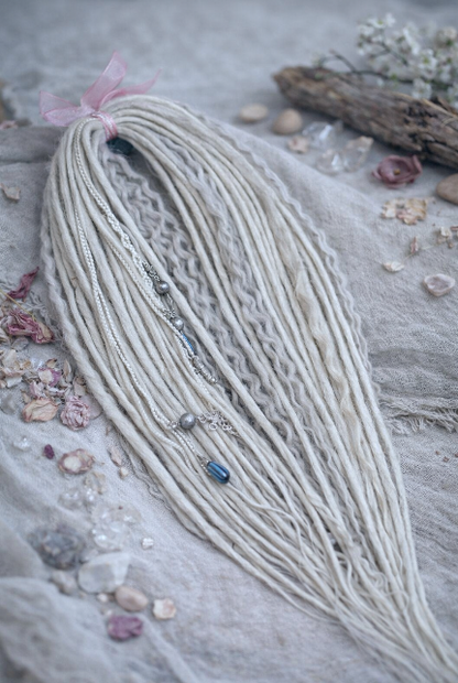 Icy Platinum Blonde Boho Fake Dreads and Braids with Loose Curls