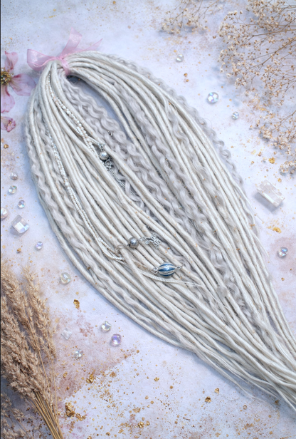 Icy Platinum Blonde Boho Fake Dreads and Braids with Loose Curls