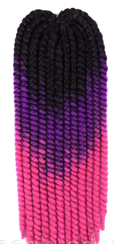 Schwarz Lila Pink Ombre Twist Extensions – Havana Twist Mambo, leichte synthetische Twists