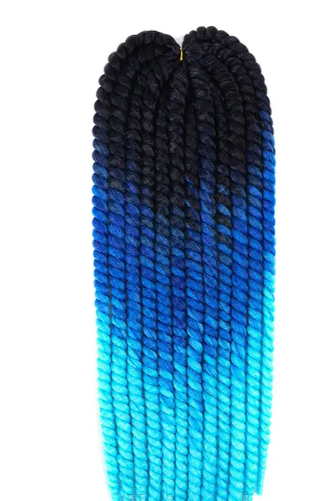 Black Blue Ombre Twist Extensions – Havana Twist Mambo, Lightweight Synthetic Twists