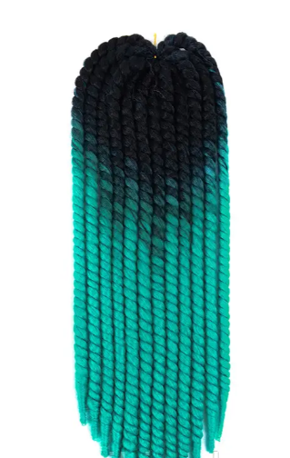 Black Teal Ombre Twist Extensions – Havana Twist Mambo, Lightweight Synthetic Twists