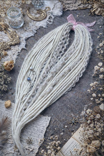 Icy Platinum Blonde Boho Fake Dreads and Braids with Loose Curls