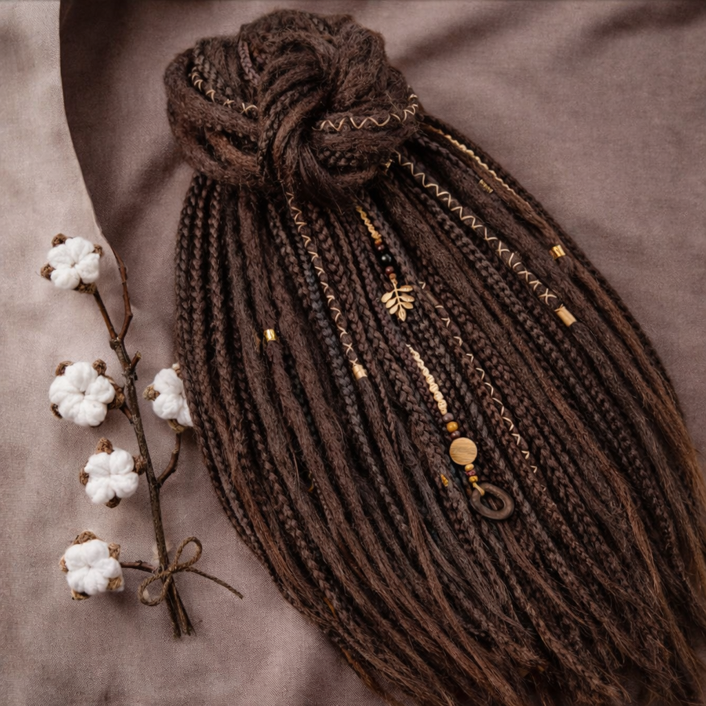 Dark Brown Double Ended Dreads and Braids Mix – Synthetic Extensions