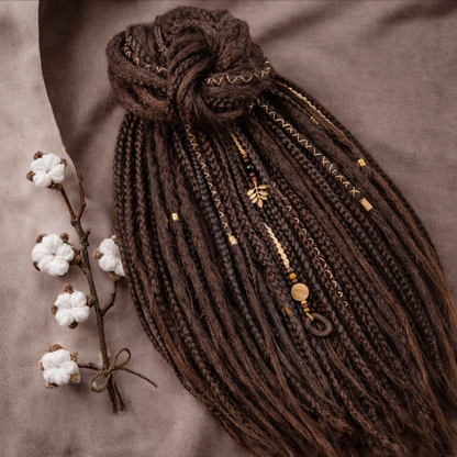 Dark Brown Double Ended Dreads and Braids Mix – Synthetic Extensions