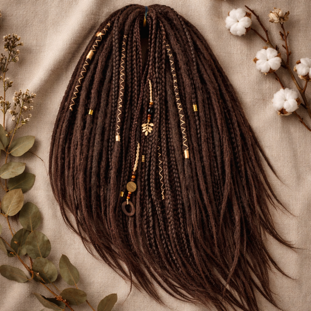 Dark Brown Double Ended Dreads and Braids Mix – Synthetic Extensions