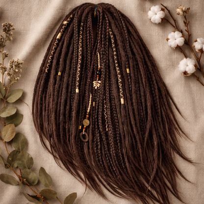Dark Brown Double Ended Dreads and Braids Mix – Synthetic Extensions