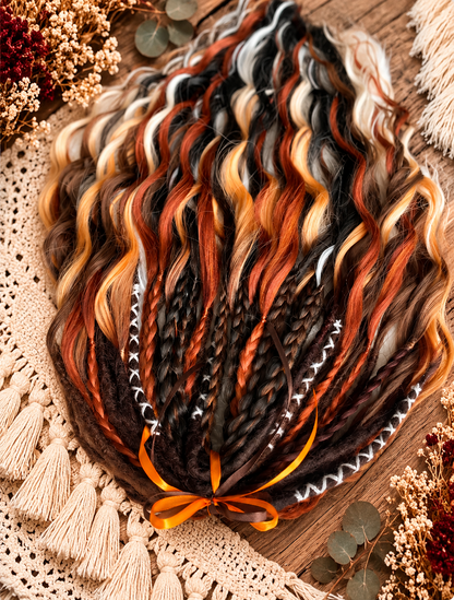 Brown copper blonde boho dreads with wavy curls and braids - image 1