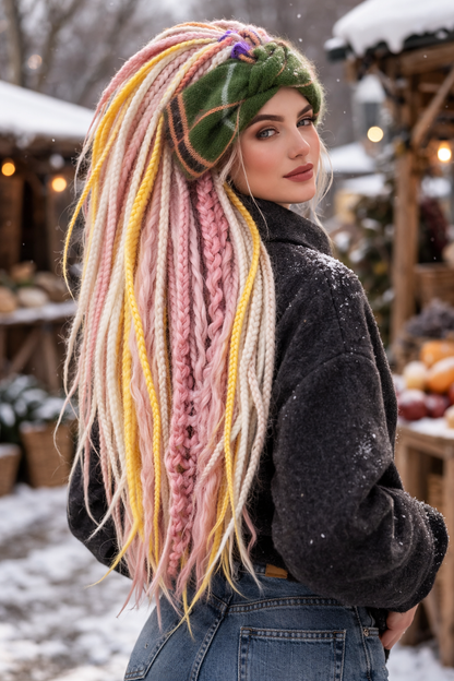 Rosa Angora-Ohrwärmer - Handgestricktes Stirnband für den Winter