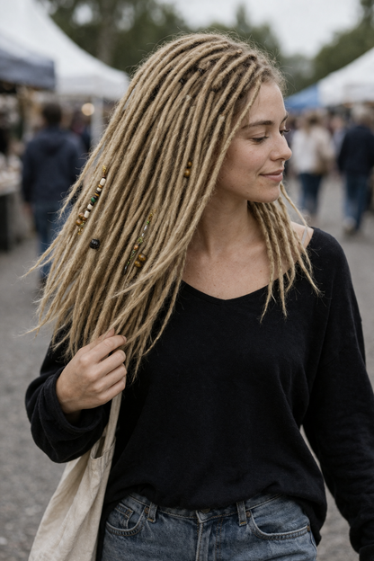 Kurze blonde Dreadlock-Extensions 12 Zoll – Leichte Kunsthaardreads, weich & natürlicher Look