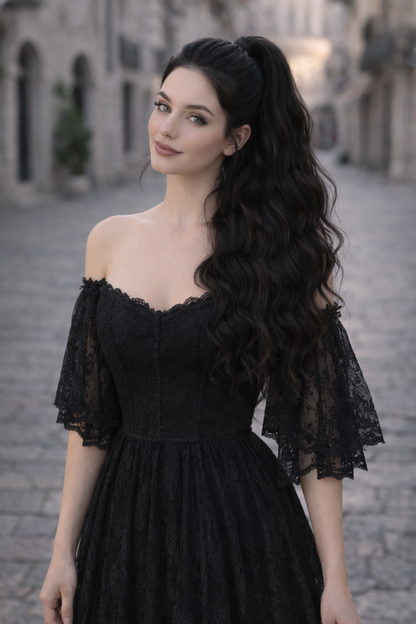 Black Wavy Ponytail Extension – Boho Dread Ponytail Style