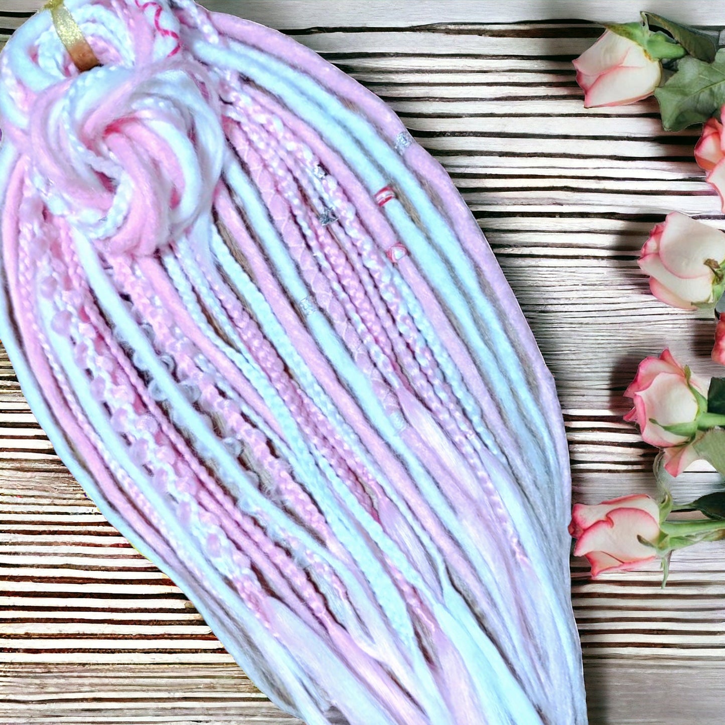 Boho Vibes Pink and White Double Ended Dreads - Custom-Made Synthetic Dreadlock Hair Accessories