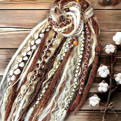 Synthetic Dreadlocks: Unique Blond and Brown Double Ended Dreads for Standout Looks with loose curls