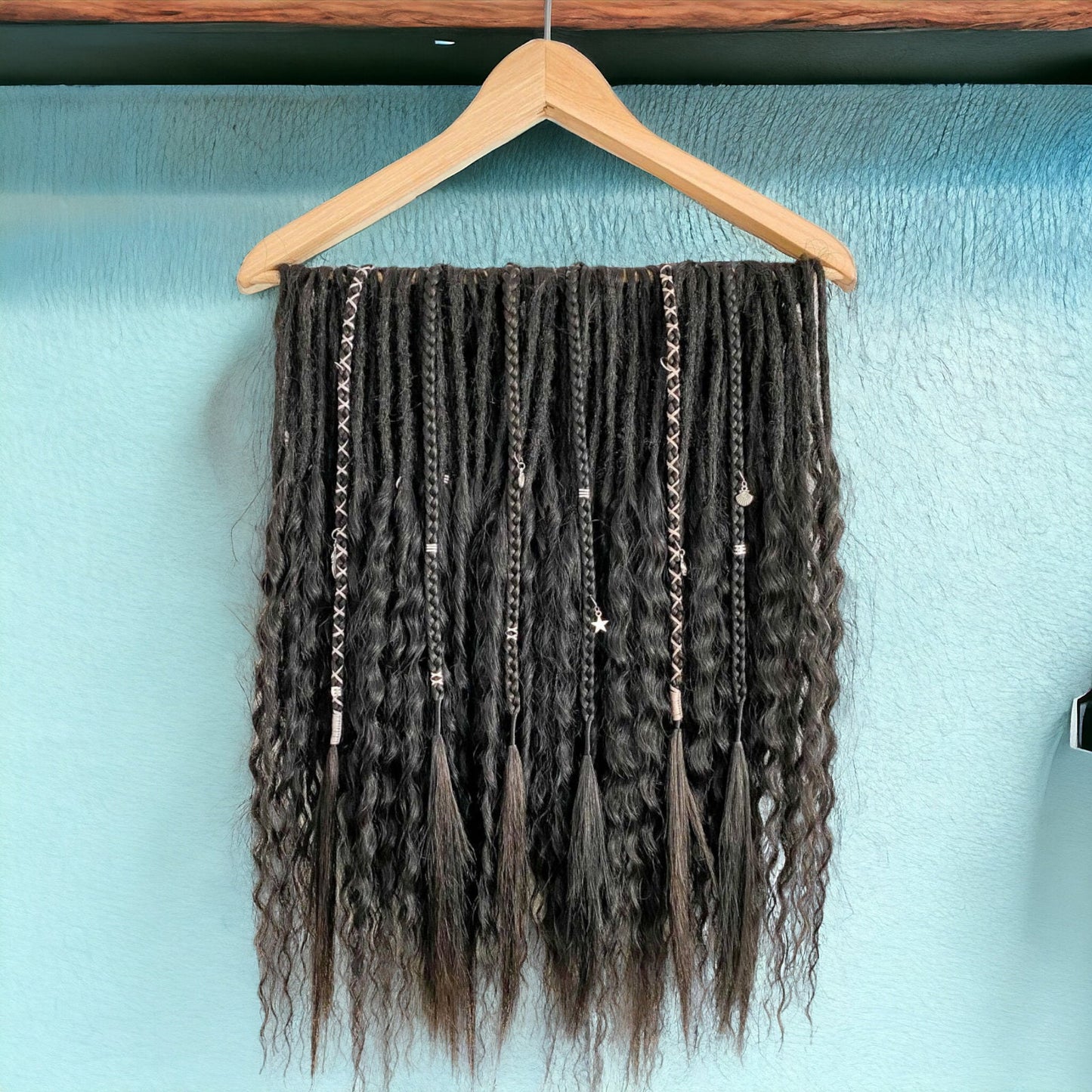 Handmade Very Dark Brown Curly Dreads - Boho Hair Accessories