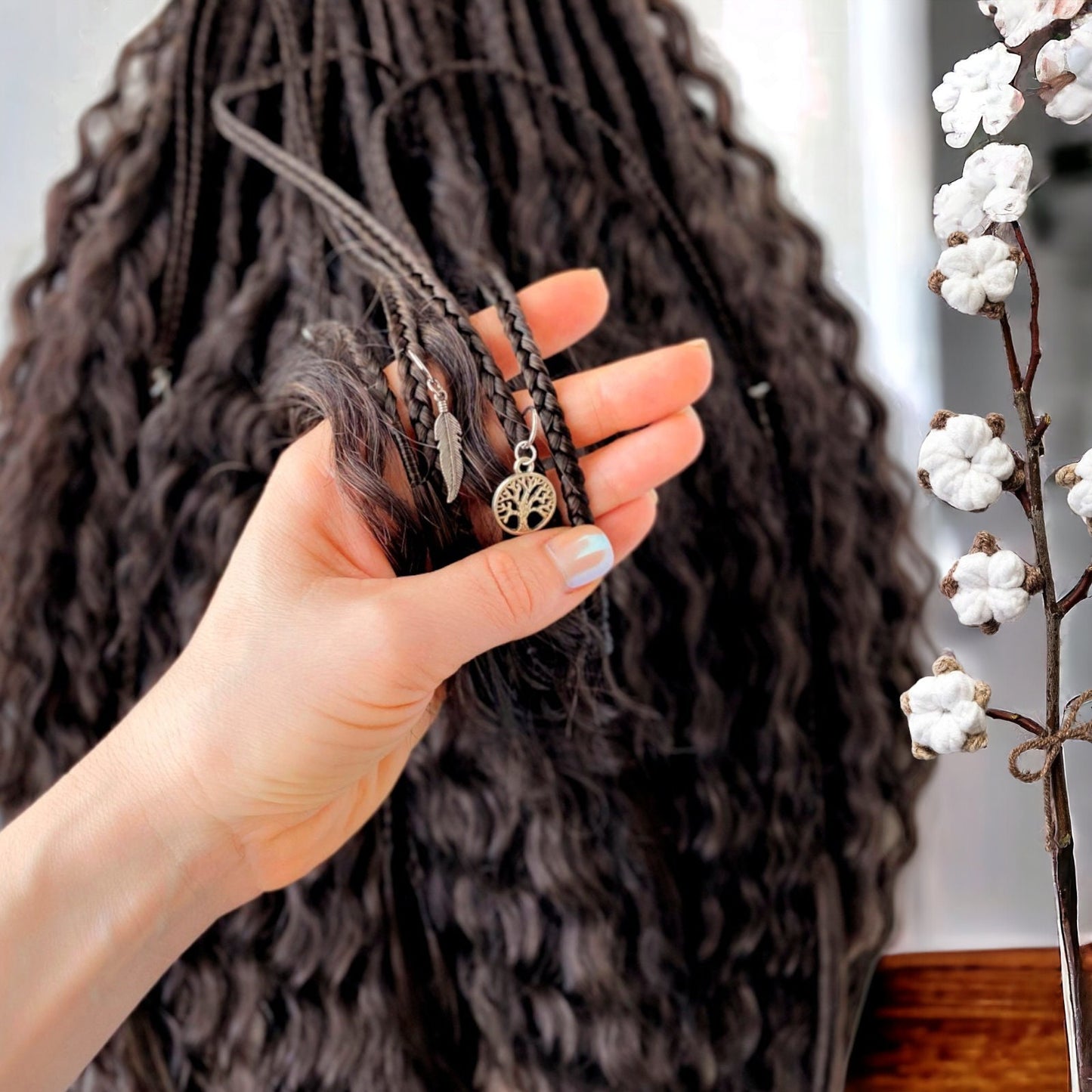 Dark Brown Synthetic Dread Extensions - Double Ended Curls - Unique Hair Accessory with loose curls