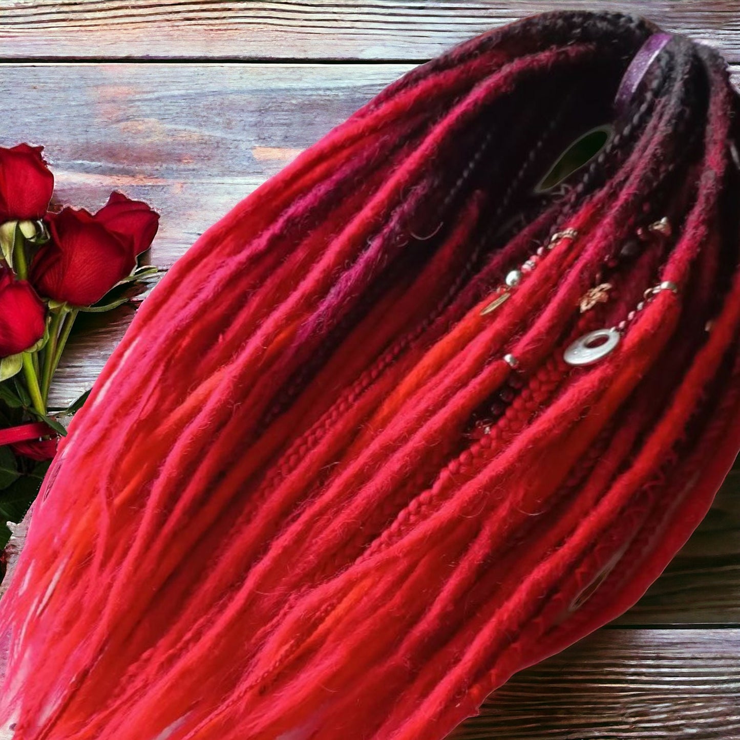 Unique Black and Red Ombre Crochet Dreads and Braids